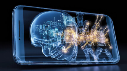 Poster - X ray of smartphone showing internal circuits and components clearly visible