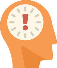 Poster - this vector illustration shows a human head containing a clock with an exclamation mark, symbolizing