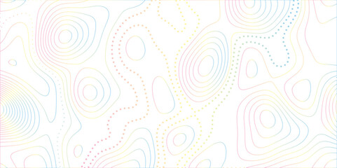 Poster - Abstract white colorful gradient Topographic line map background. Contour elevation topographic and textured Background Modern design with White background with topographic wavy pate for decoration.	