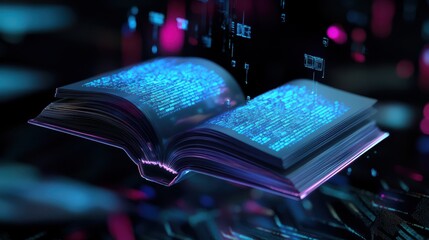 Aufkleber - The digital realm unveiling the secrets of an open book in a virtual world