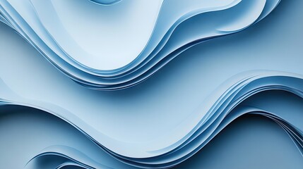 Poster - Light blue abstract paper cut-out style background with soft curves, creating depth and texture.