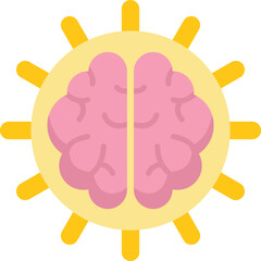 Poster - vector illustration of a brain working at its full power represented by a sun shape