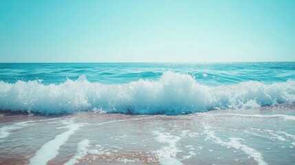 Poster - Light blue ocean waves gently crashing against the shore, providing a peaceful and natural background.