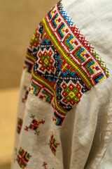 Wall Mural - Ukrainian cross stitch. Vyshyvanka shirt. Embroidery Ukraine geometric ornament