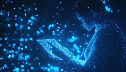 Poster - Digital Silhouette of a Person Using a Tablet