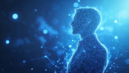 Poster - Abstract Digital Human Silhouette with Glowing Lines
