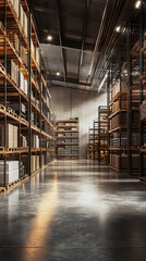 Poster - Modern Warehouse Interior with Efficient Organization and LED Lighting  