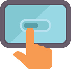 Poster - hand is touching a digital tablet with a loading bar displayed on the screen