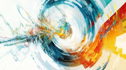 Poster - An artistic representation of quantum entanglement with financial implications, featuring swirling energy patterns and stock market indicators.