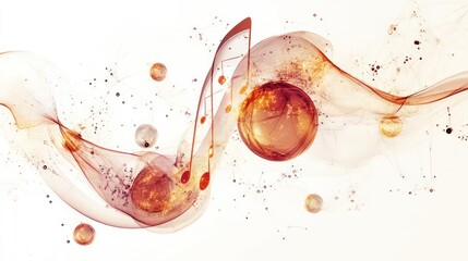 Poster - digital representation of a music note surrounded by swirling quantum waves and energy,
