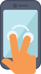 Poster - hand is zooming on smartphone screen using two fingers gesture on touch screen