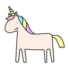 Wall Mural - cute unicorn doodle sticker with a white border design element
