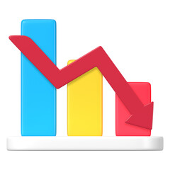 Poster - Declining bar chart png clipart, business downfall 3D graphic on transparent background