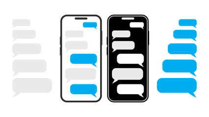 Poster - Smartphone Messaging Concept: Chat, Send, and Receive SMS with Social Messenger Apps. Vector.