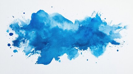 Poster - Light blue watercolor splash on white background, evoking creativity and calmness for artistic uses.