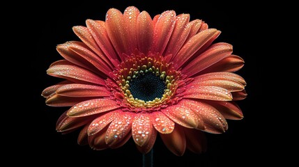 Poster - Macro photography of a Gerbera flower in full bloom, highlighting its textured petals and vibrant colors, perfect for conceptual 7c57b81d1c77