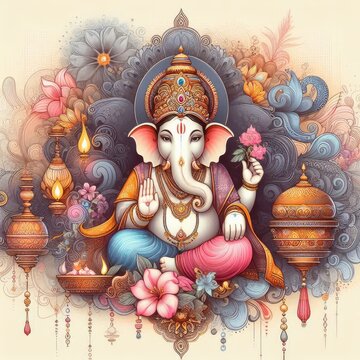 Ganesh Chaturthi Festival.., background, banner, card, poster, template. illustration, ai