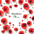 © olenap - Remembrance day Lest we forget poster. Poppy flowers on white background. banner for veterans day memorial day. Symbol of Memorial Day Armistice day and Anzac Day for greeting card poster