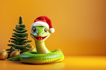 A beautiful snake with festive decor is a symbol of the new year 2025