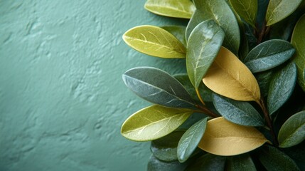 Poster - A green leafy plant with a yellow leaf in the middle
