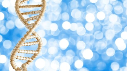 Fototapete - 3D digital rendering of a DNA helix, suspended in a glowing, futuristic blue environment, representing genetic research and innovation.
