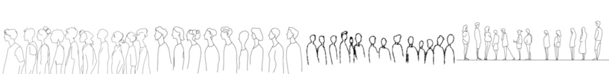 Aufkleber - Drawing of a modern illustration of an audience character in a conference hall background with spaces for text and design. Outline, thin line art, hand drawn sketch of a character in a conference