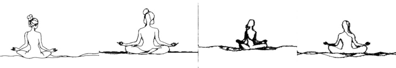 Poster - One hand drawn lineart design of a yoga woman sitting