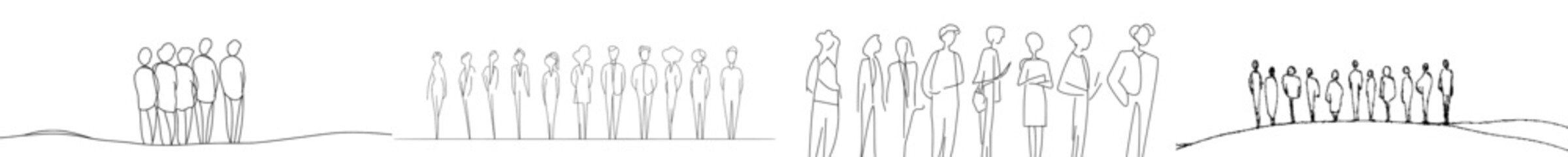 Aufkleber - Drawing of a business group standing together. A group of people standing in a crowd. Drawing of a family and friends.