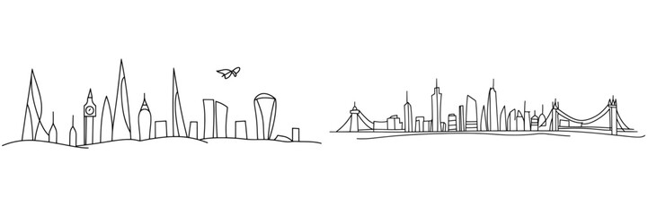 Poster - London city skyline one continuous line drawing. World travel campaign home wall decor poster concept. Modern one line draw design.
