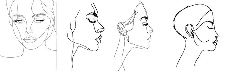 Aufkleber - Abstract woman portrait with one line drawing. Modern minimalism art. - Modern illustration.
