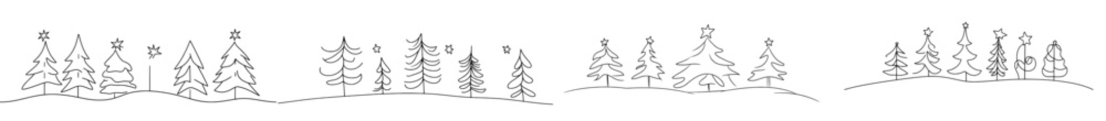 Aufkleber - Decorative Christmas tree with a wavy line.