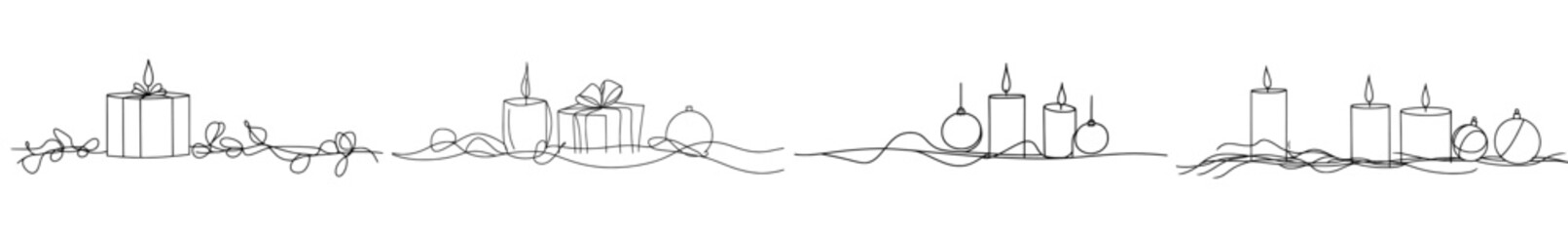 Aufkleber - Merry Christmas decoration. One line drawing art.