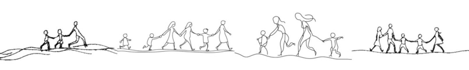Aufkleber - Three generations of a family walking together. Dad, mom, and two children