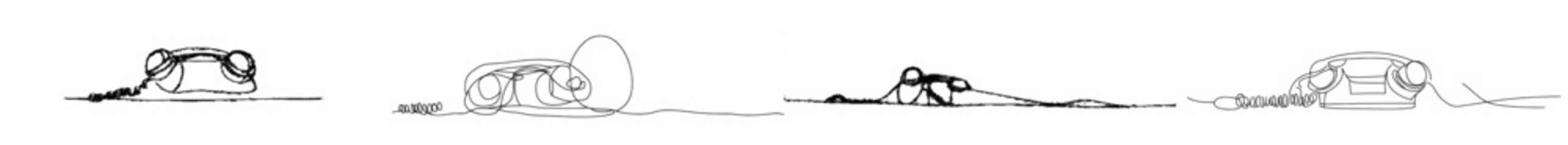 Aufkleber - This is a one-line illustration of an old telephone. The design is minimal and continuous. Retro design illustration of a telephone.
