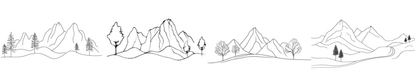 Aufkleber - Mountains and spruce trees in an abstract landscape