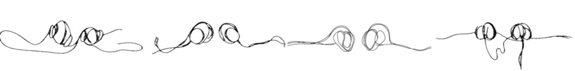 Poster - A quote in speech with commas, a quotation mark in talk, continuous single line drawing. A quotation mark drawn in a freehand style with one continuous line. A modern outline illustration.