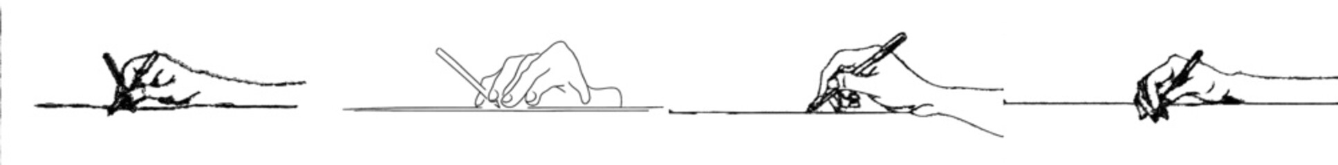 Aufkleber - An illustration of a hand drawing with a pen drawing one line at a time