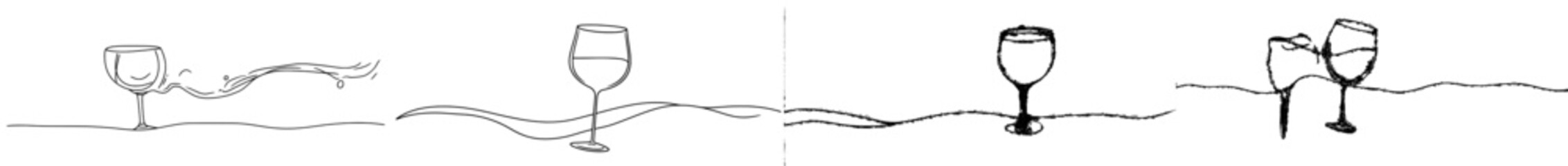 Leinwandbilder - Illustration of a modern wine glass in a line art style