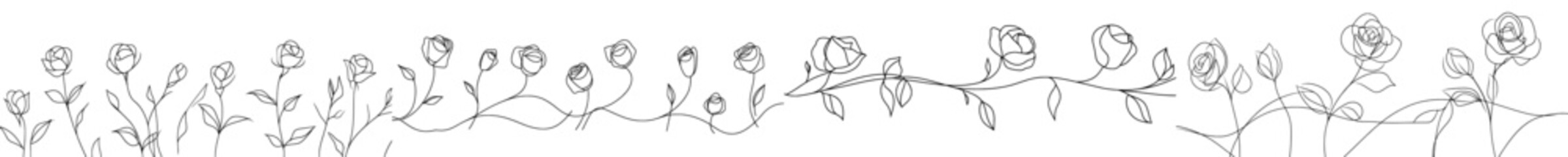 Poster - Seamless vignette with rose buds. Illustration for a modern design.