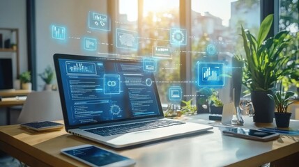 Poster - Modern Workspace with Data Visualization Technology