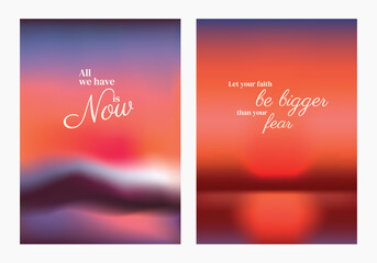 Inspirational posters with motivational quotes. Vibrant sunset backgrounds. Motivational quotes inspire positivity. Vibrant motivational impact. Pink sky positivity quote poster template vectors.