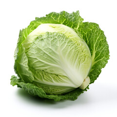 Raw ripe cabbage isolated on a white background.