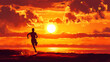© Thiago - person running on the beach at sunset