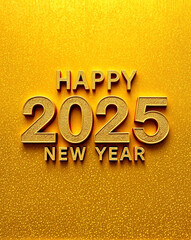 Canvas Print - Happy New Year 2025, 3d gold text