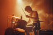 © ADDICTIVE STOCK CORE - Dramatic vintage-style shot of a drummer on stage. Generative AI image
