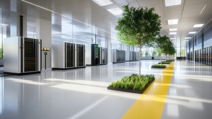 Fototapete - Modern Data Center with Advanced Cooling Systems