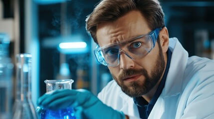 Poster - Scientist Conducting Chemical Experiment in Lab Environment