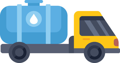 Wall Mural - Yellow truck transporting a large blue water tank, symbolizing water delivery services