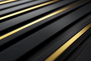 Poster - Close-up of black surface with gold stripes, perfect for modern design backgrounds.