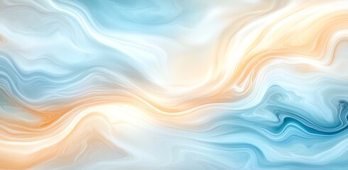 Poster - Abstract pastel background with swirling blue and orange patterns, perfect for creative designs and artistic projects.